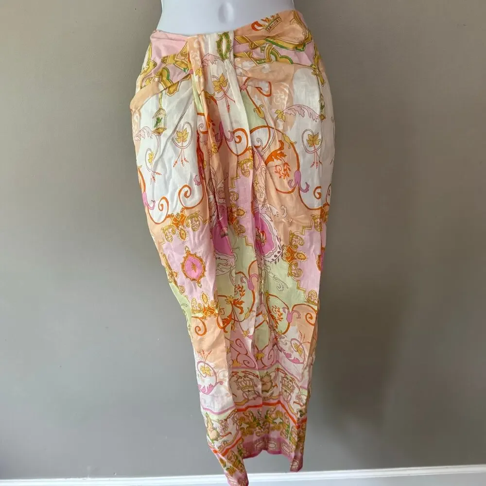 Hale Bob Sophrona Linen Drape Skirt Pastel Pink Sz XS Ballerina Unicorn Birdcage